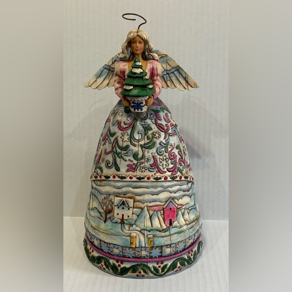 VTG 2004 Jim Shore Winter Angel Landscape Sleeps Figurine Heartwood Creek 9”